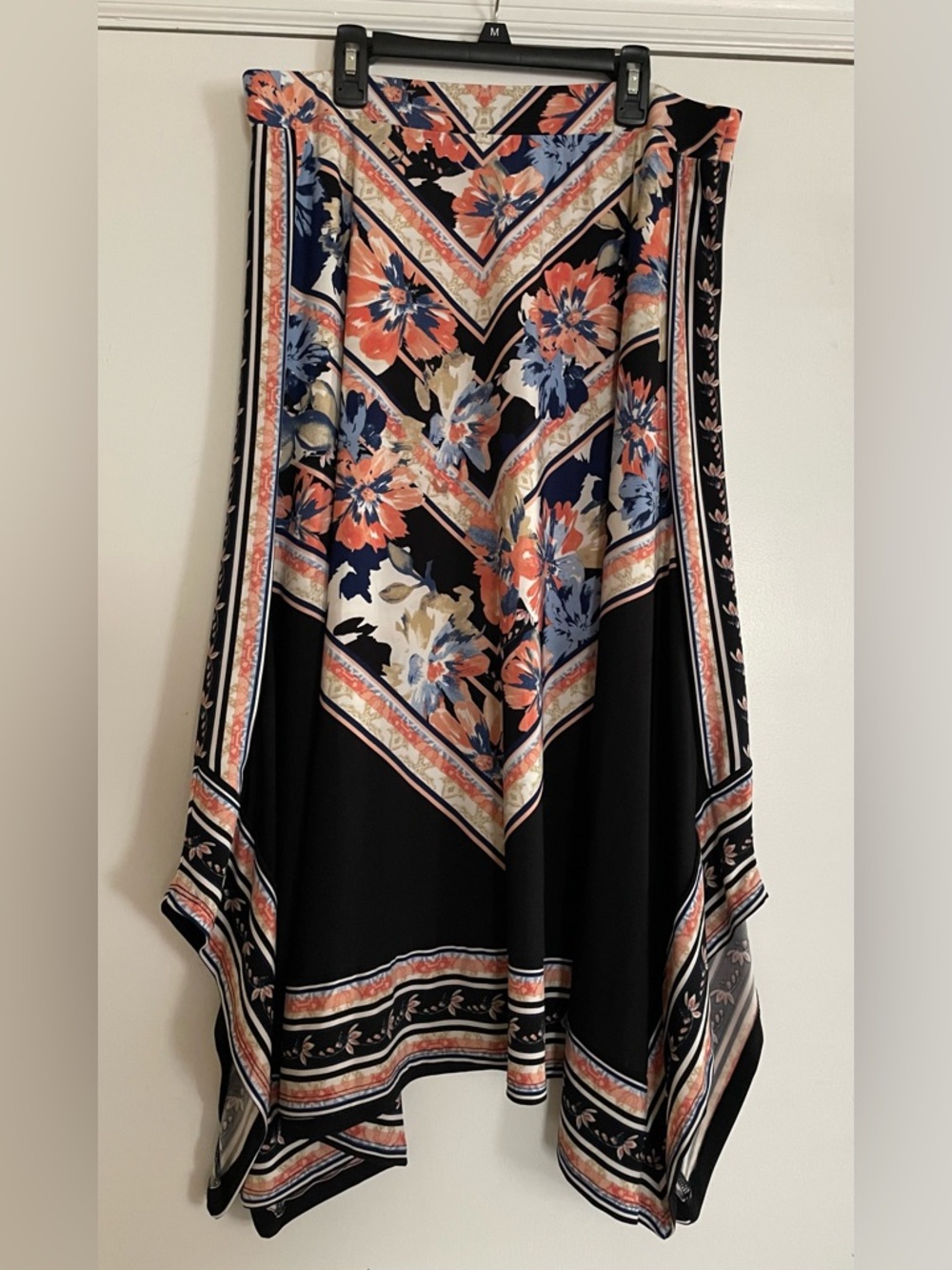 Women’s JM Collection Boho Floral Handkerchief Hem Midi Skirt Medium